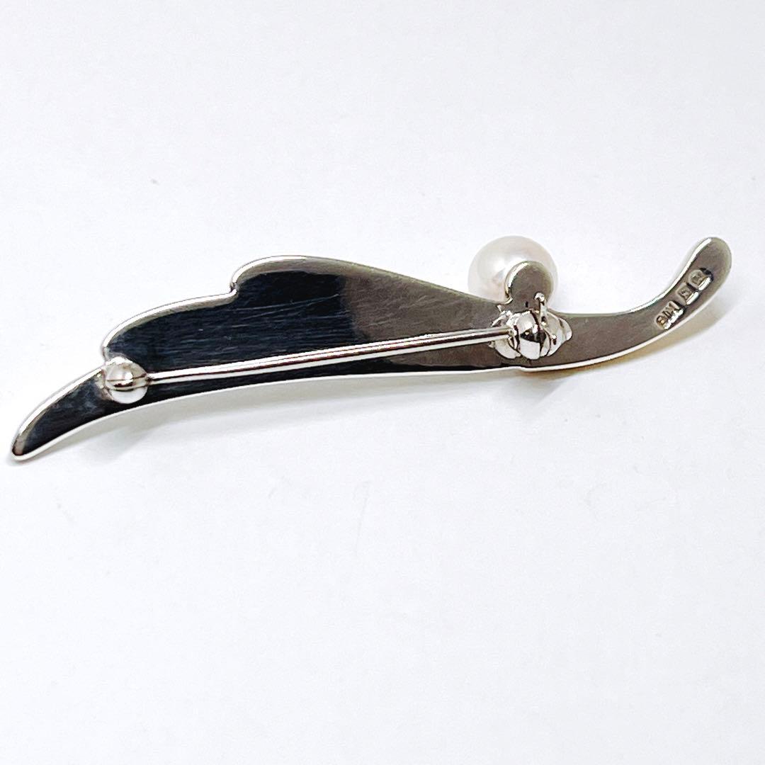 MIKIMOTO ミキモト パール　K18 /SV ウイング　羽　ブローチ