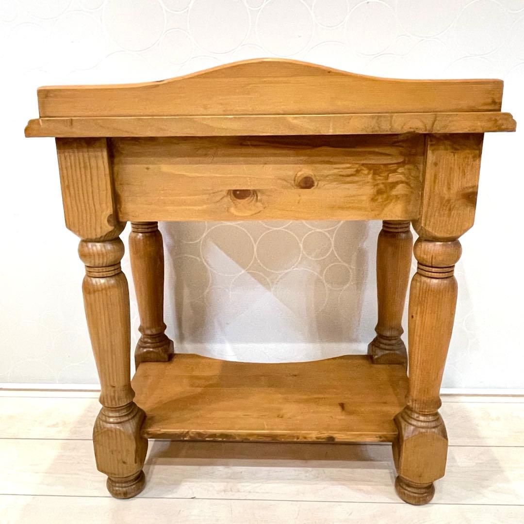 天然木 サイドテーブル　飾り棚 パイン材 カントリー コンソール キャビネット