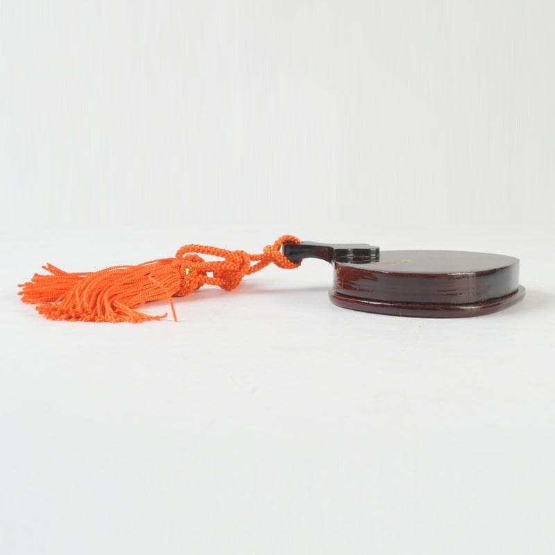 茶道具　輪島塗　茶平一斎作　鈴虫蒔絵　団扇形香合　共布共箱　V　9802