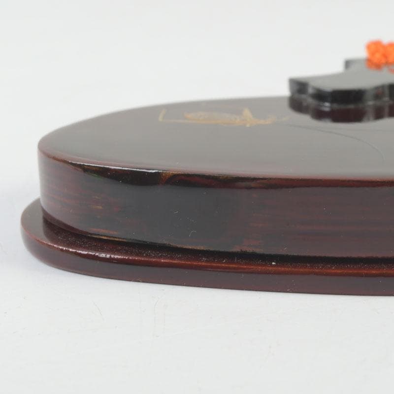 茶道具　輪島塗　茶平一斎作　鈴虫蒔絵　団扇形香合　共布共箱　V　9802