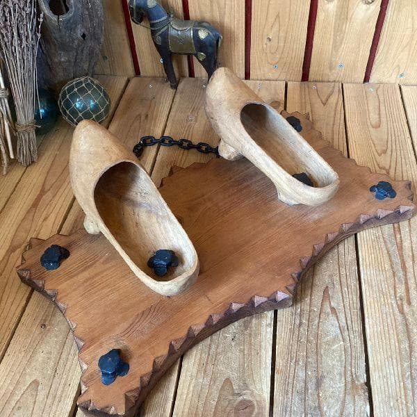 ヴィンテージ*ウッド サインボード*木製 看板*クロンプ木の靴シューズ*店舗什器