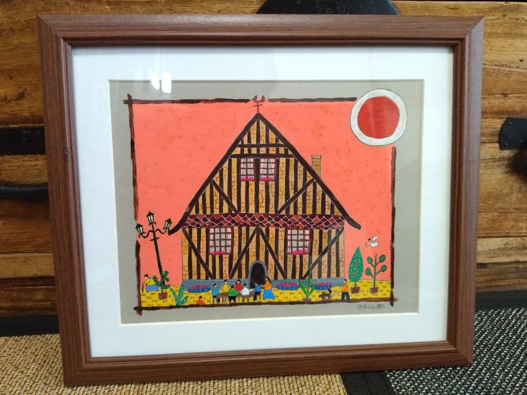 奥村ユズル　水彩画原画　ノルマンディーの木組みの家