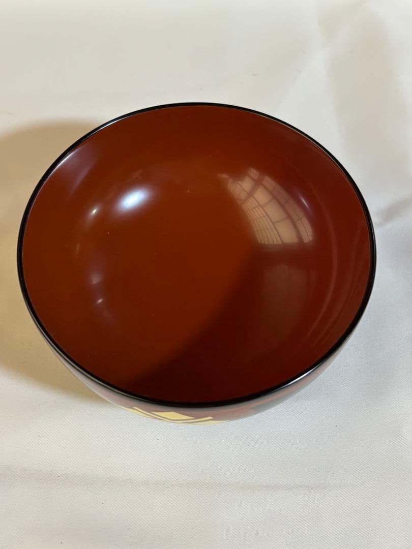 丸三漆器 秀衡塗5個セット 茶色と黒 金色模様