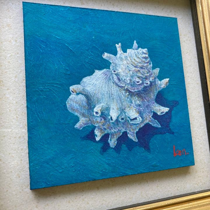 「さざえ」板絵テンペラ画