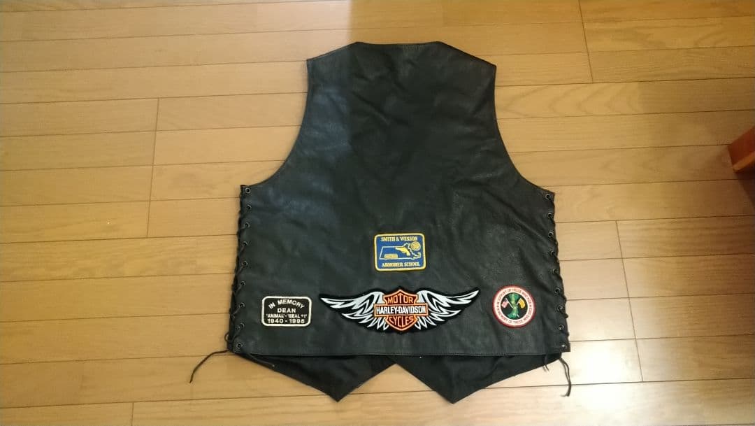 激激レア！　ハーレーダビッドソン　オールドワッペン　レザーベスト　XXL