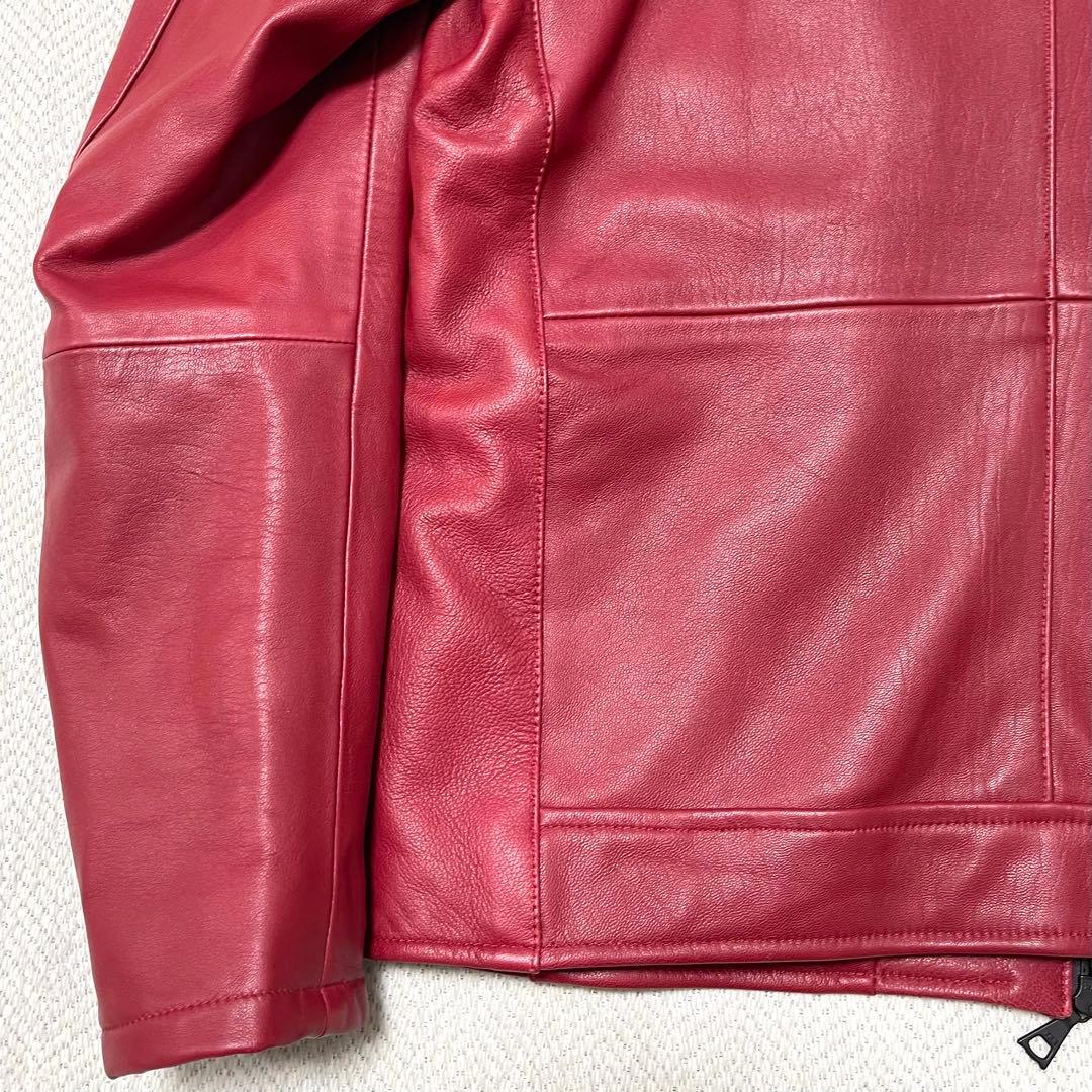 極美品 メンズメルローズ 本革 レザージャケット シングルライダース レッド 赤