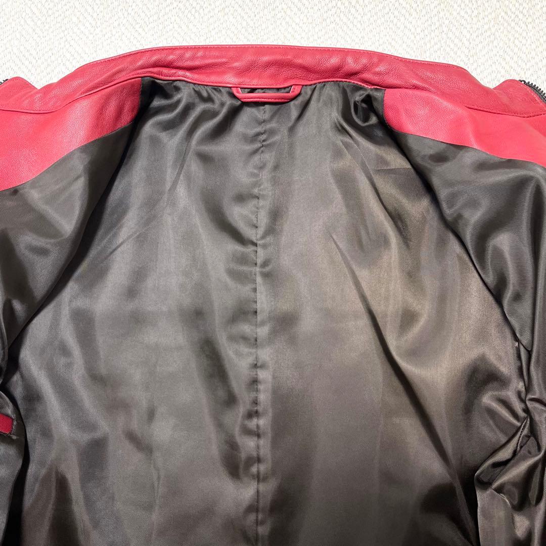 極美品 メンズメルローズ 本革 レザージャケット シングルライダース レッド 赤