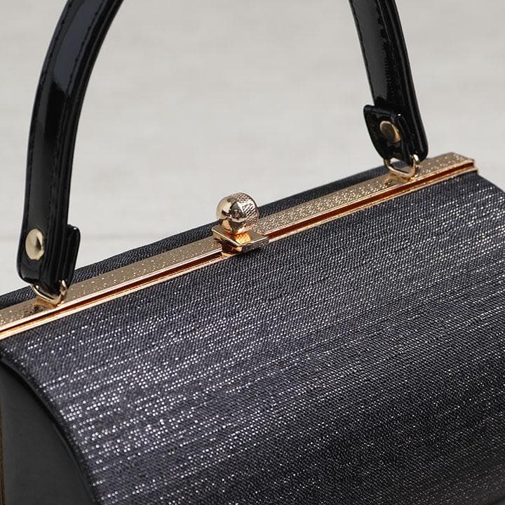 【新品】振袖用 草履バッグセット　無地ラメ糸使用　ブラック　24cm　N