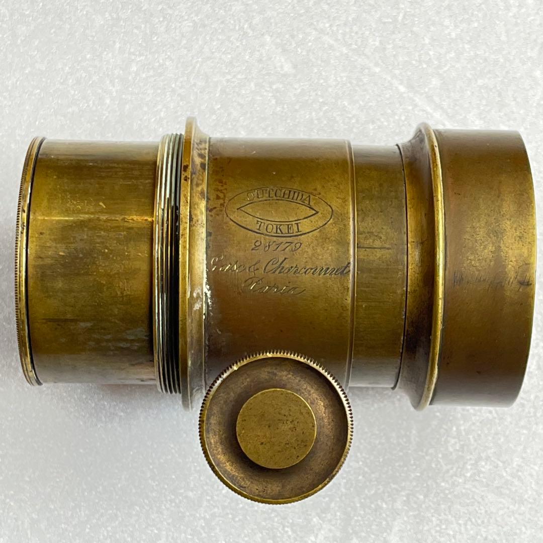 19世紀 フランス製 アンティーク 真鍮レンズ筒 木製カメラ用 コレクション向け