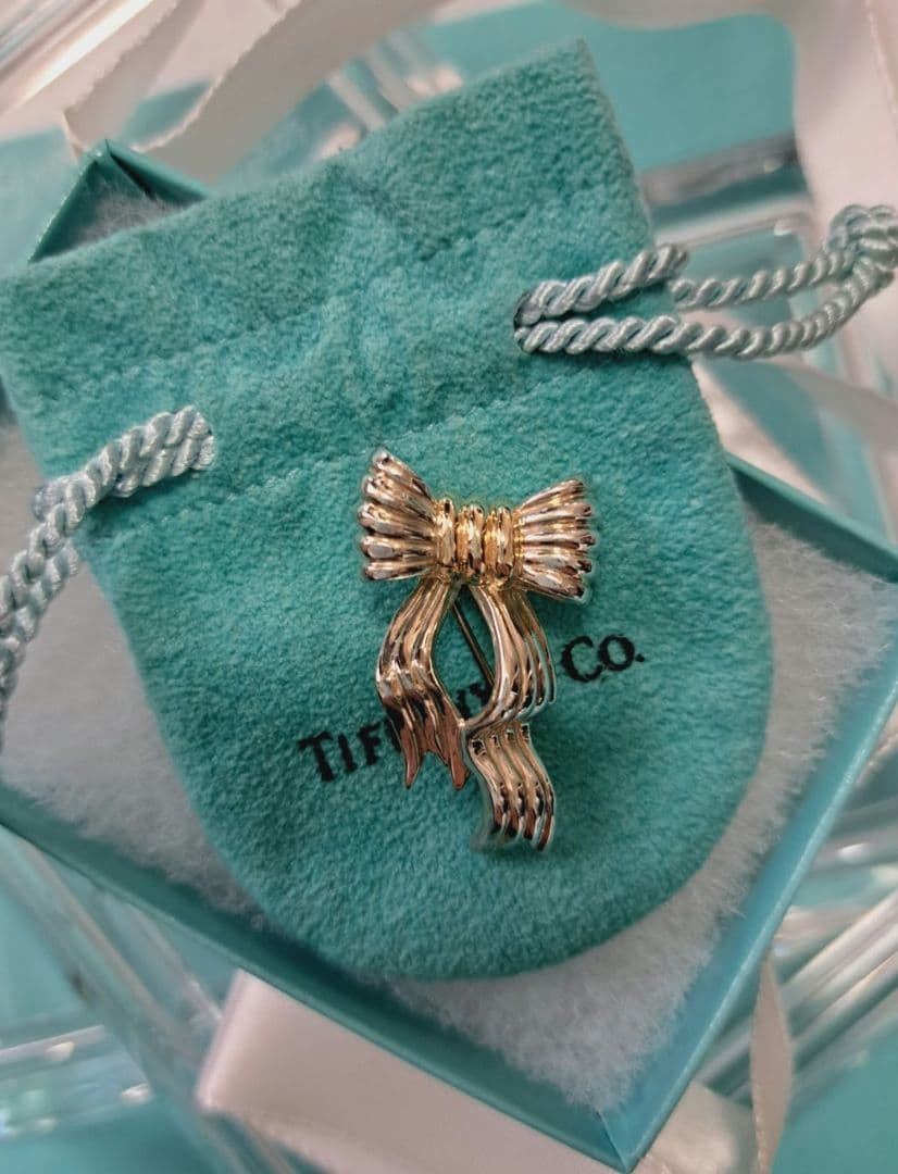 ティファニー リボン starring 14k コンビ ヴィンテージ ブローチ