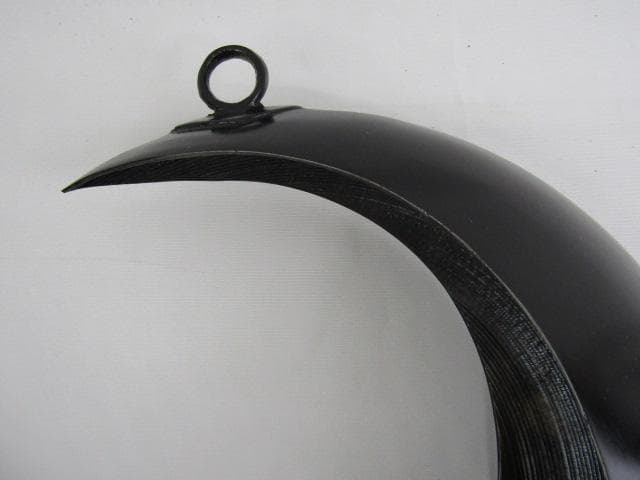 Y5-0926 高岡銅器 鋳銅製 吊花生 三日月 尺0 33ｃｍ 三猿吊金具付