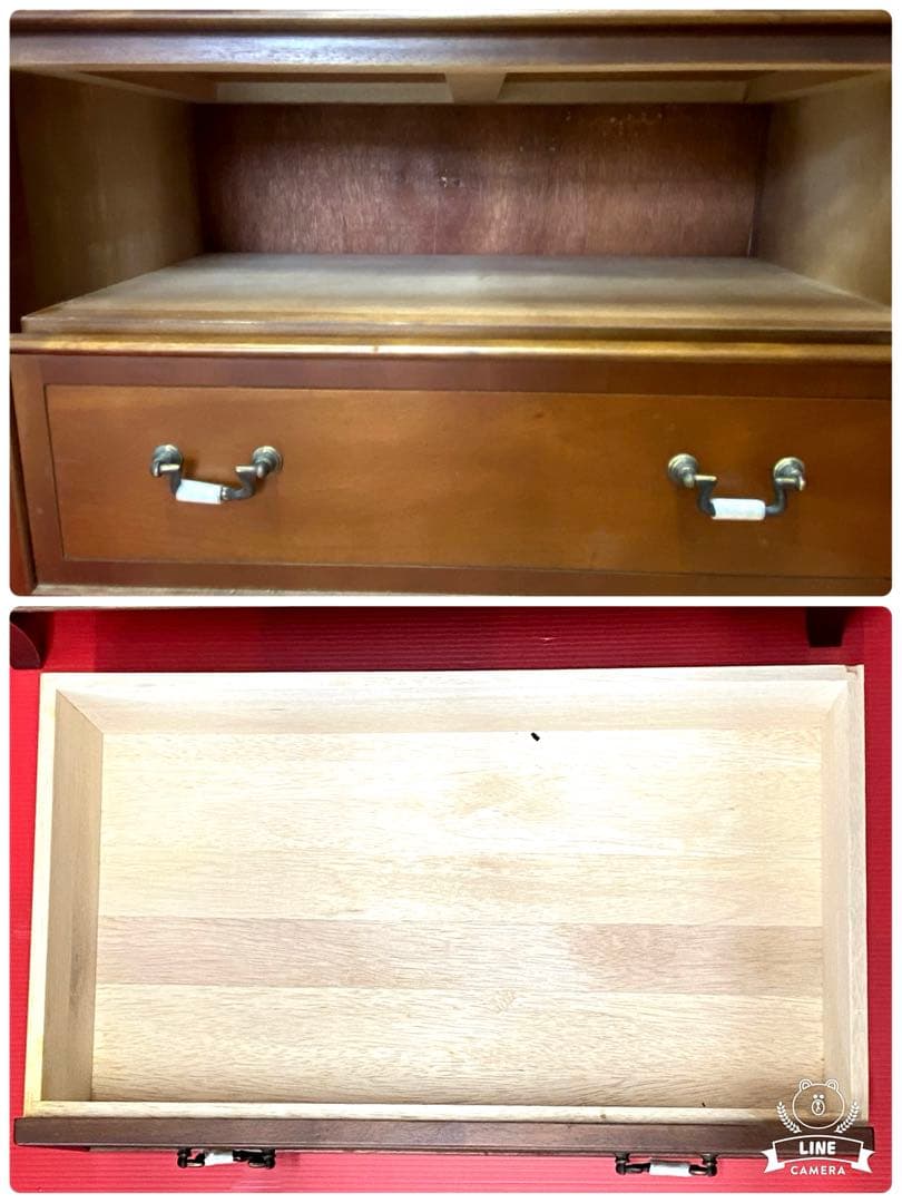 チェスト アガチス材 引出し5杯 ダークブラウン リビングチェスト