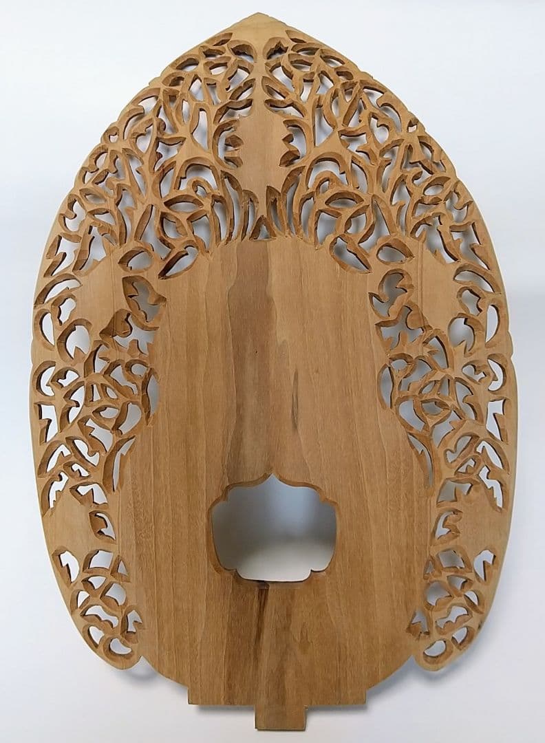 光背(3.5寸坐像用)#420 透し彫 宝相華唐草 ◆白檀 木彫 仏像付属品