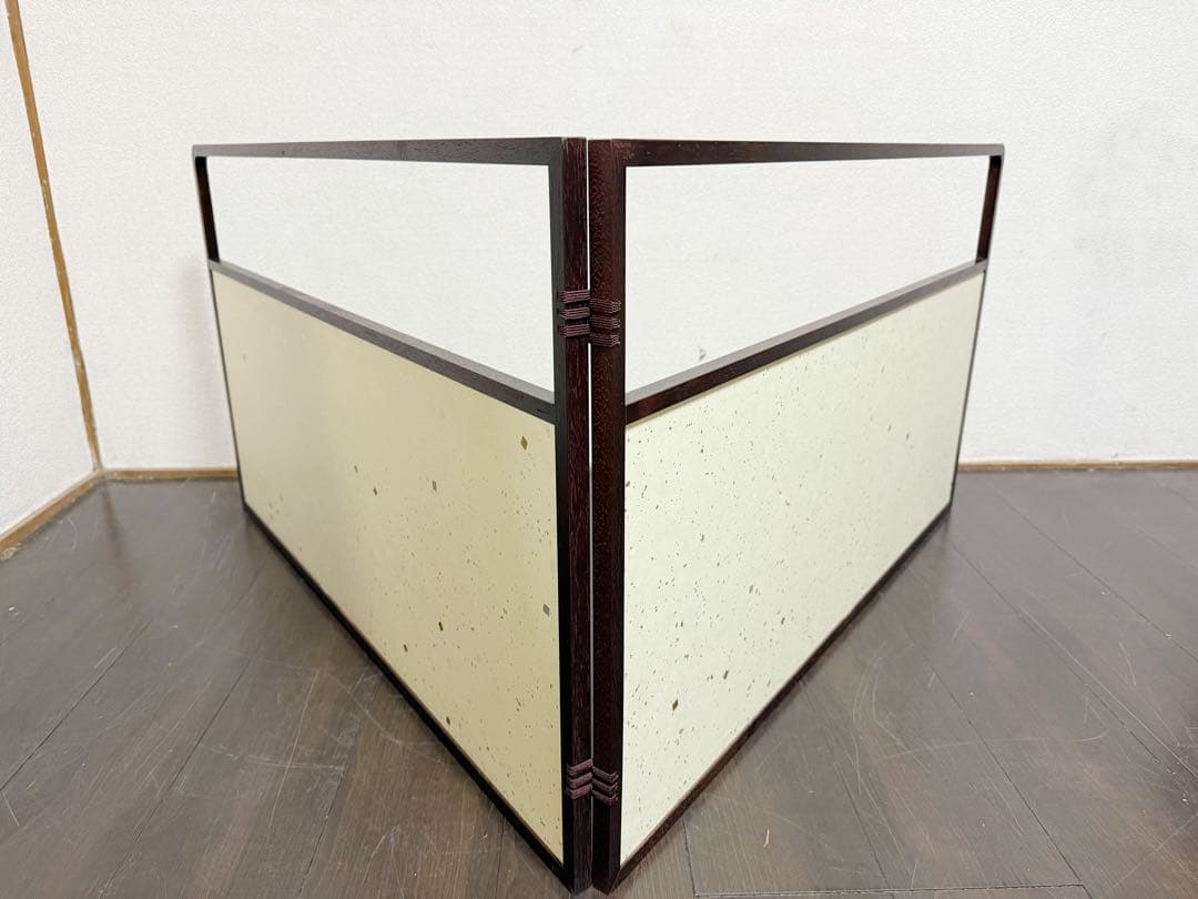 未使用 茶道具 溜塗 利休梅 風炉先屏風 裏チラシ 両面使い 上透かし 元箱