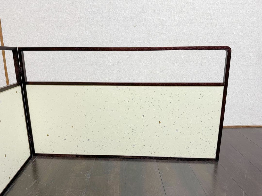 未使用 茶道具 溜塗 利休梅 風炉先屏風 裏チラシ 両面使い 上透かし 元箱