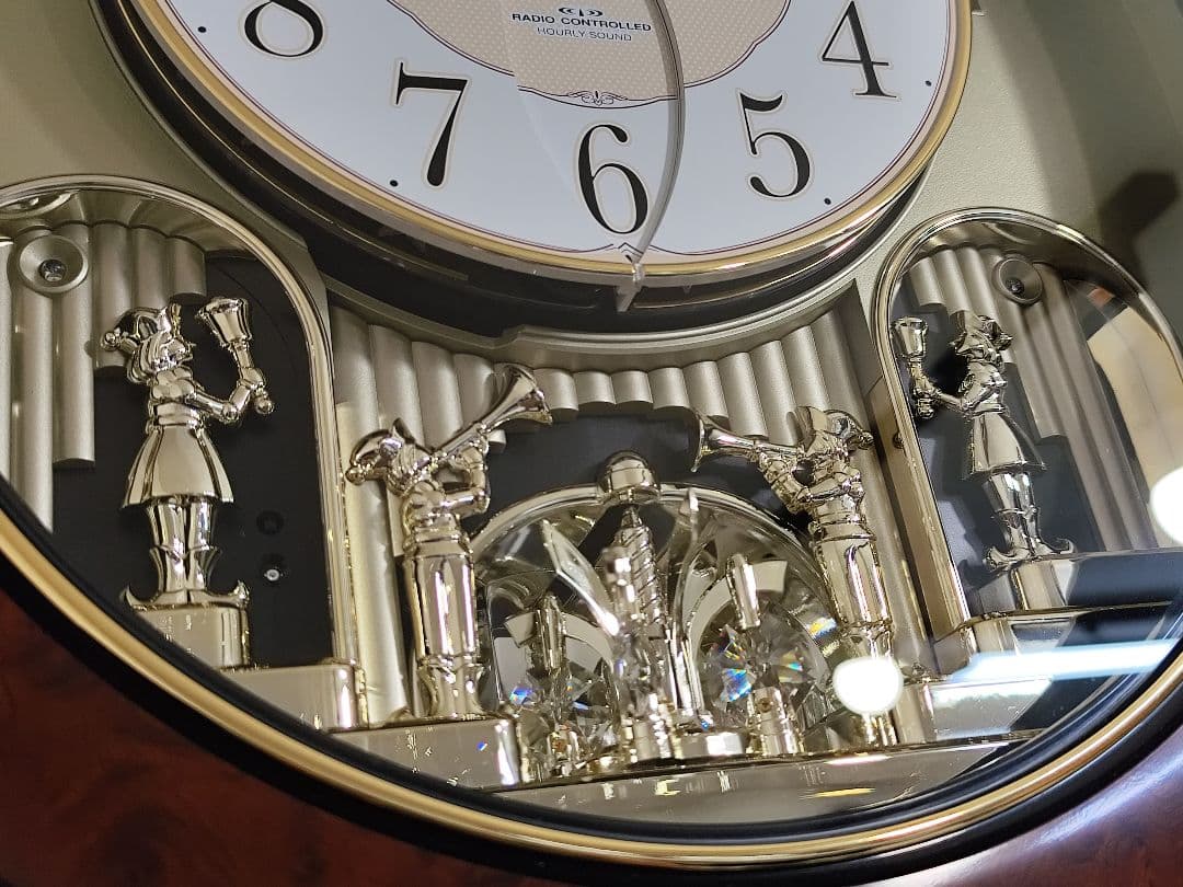 スモールワールドM498 からくり時計 メロディ 電波 レア 動作確認済み 木目