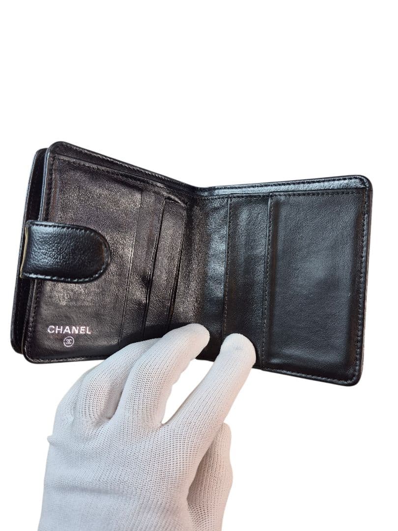CHANEL　シャネル　ココマーク　二つ折り財布　ブラック