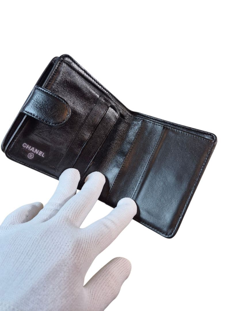 CHANEL　シャネル　ココマーク　二つ折り財布　ブラック