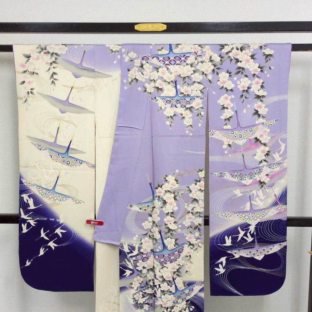 振袖 羽ばたく鳥 華やか 素敵なデザイン 着物 正絹 T-8355