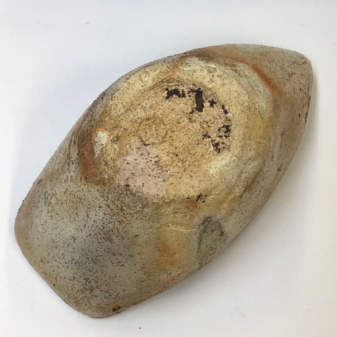 清水六兵衛造　舟形花生　茶道具　花器　素焼き　骨董品　時代物　焼き物