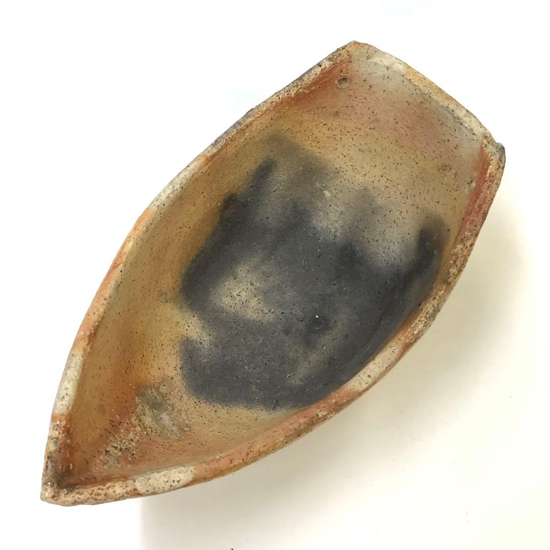 清水六兵衛造　舟形花生　茶道具　花器　素焼き　骨董品　時代物　焼き物