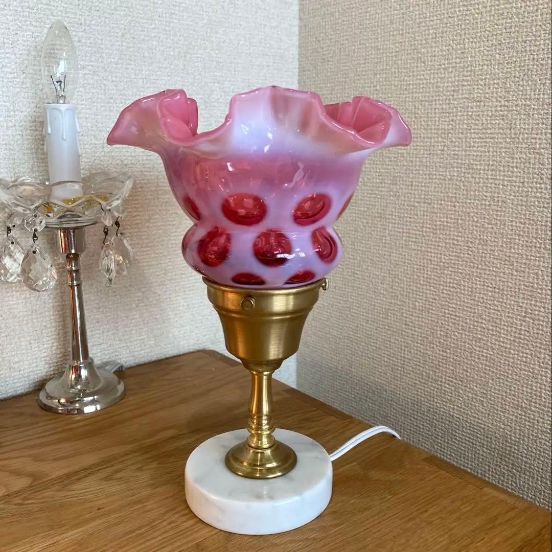 （専用です）　フェントン　ランプシェード　クランベリー　ドット