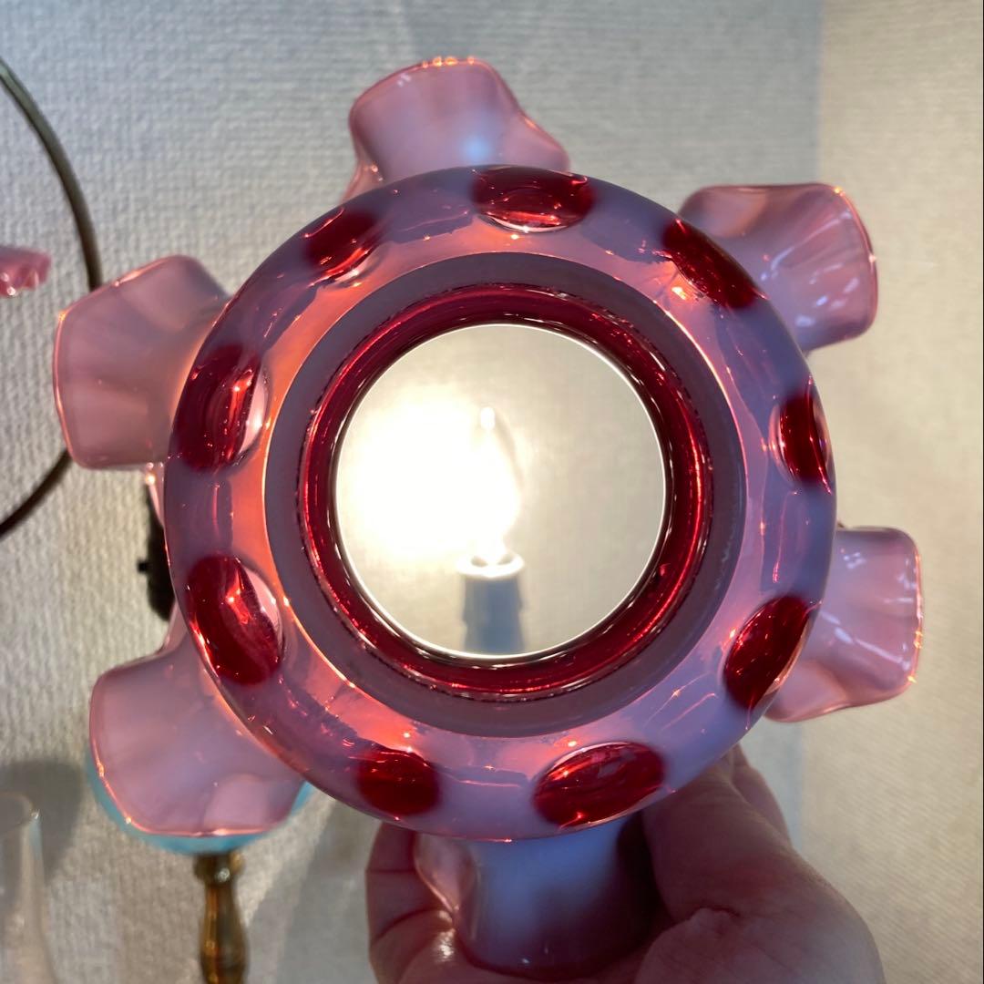 （専用です）　フェントン　ランプシェード　クランベリー　ドット