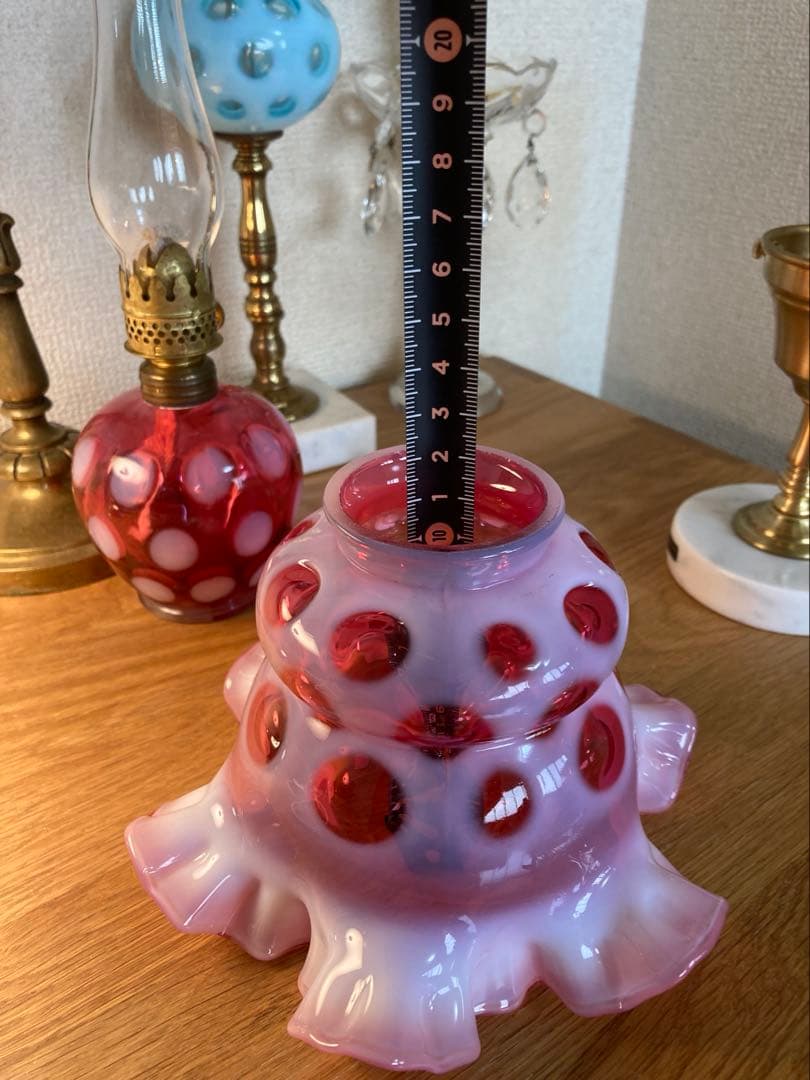 （専用です）　フェントン　ランプシェード　クランベリー　ドット