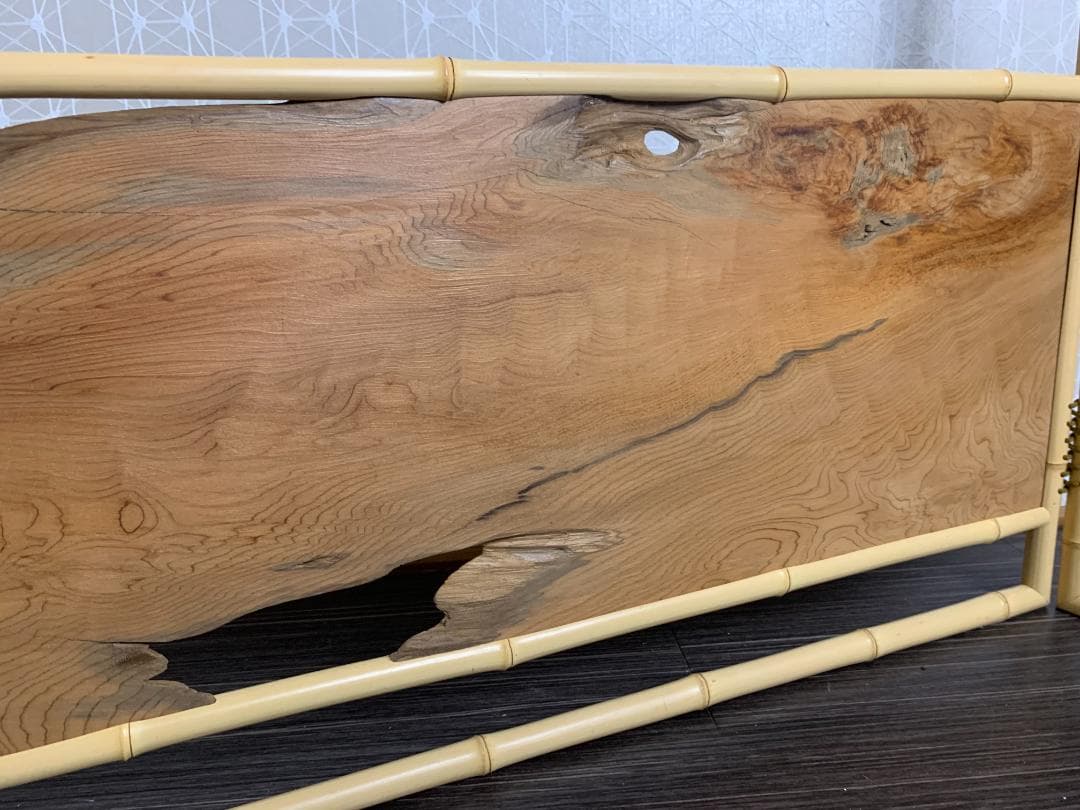 屋久杉 上透し 白竹縁 腰張 風炉先屏風 茶道具 460