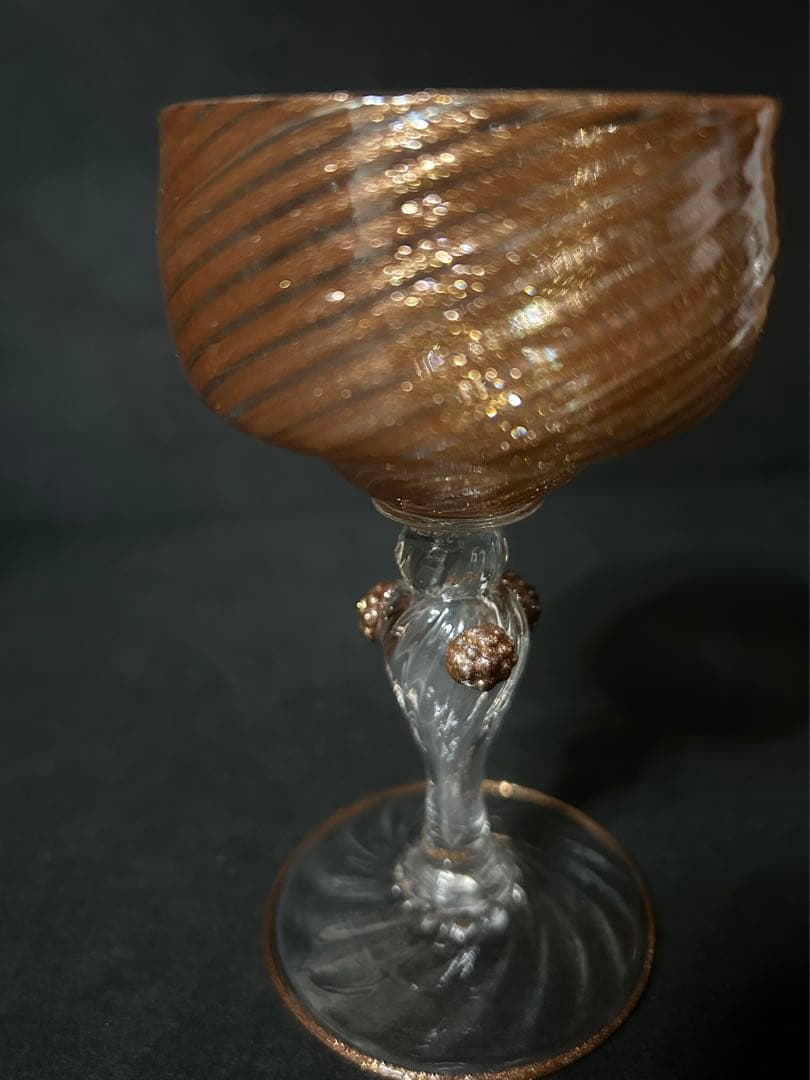 ベネチアガラス ムラノガラス ワイングラス 金彩