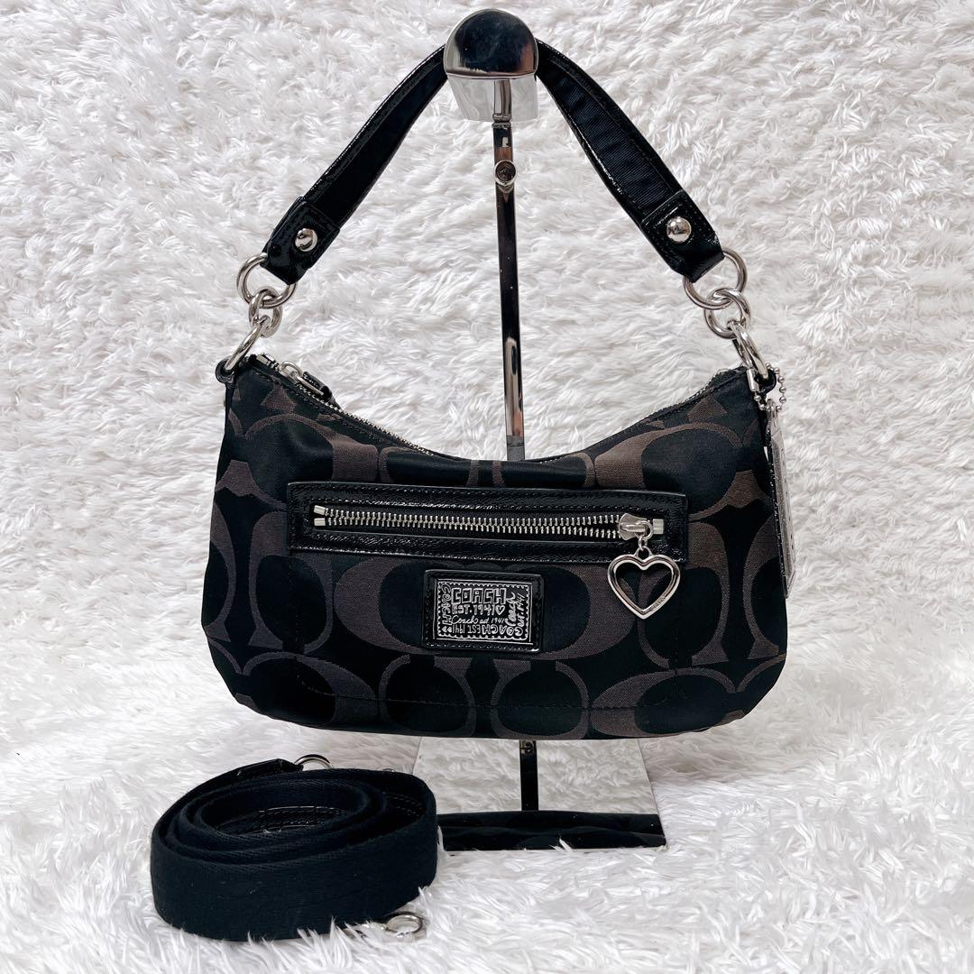 コーチ　2way ショルダーバッグ F20044 ブラック ハートチャーム