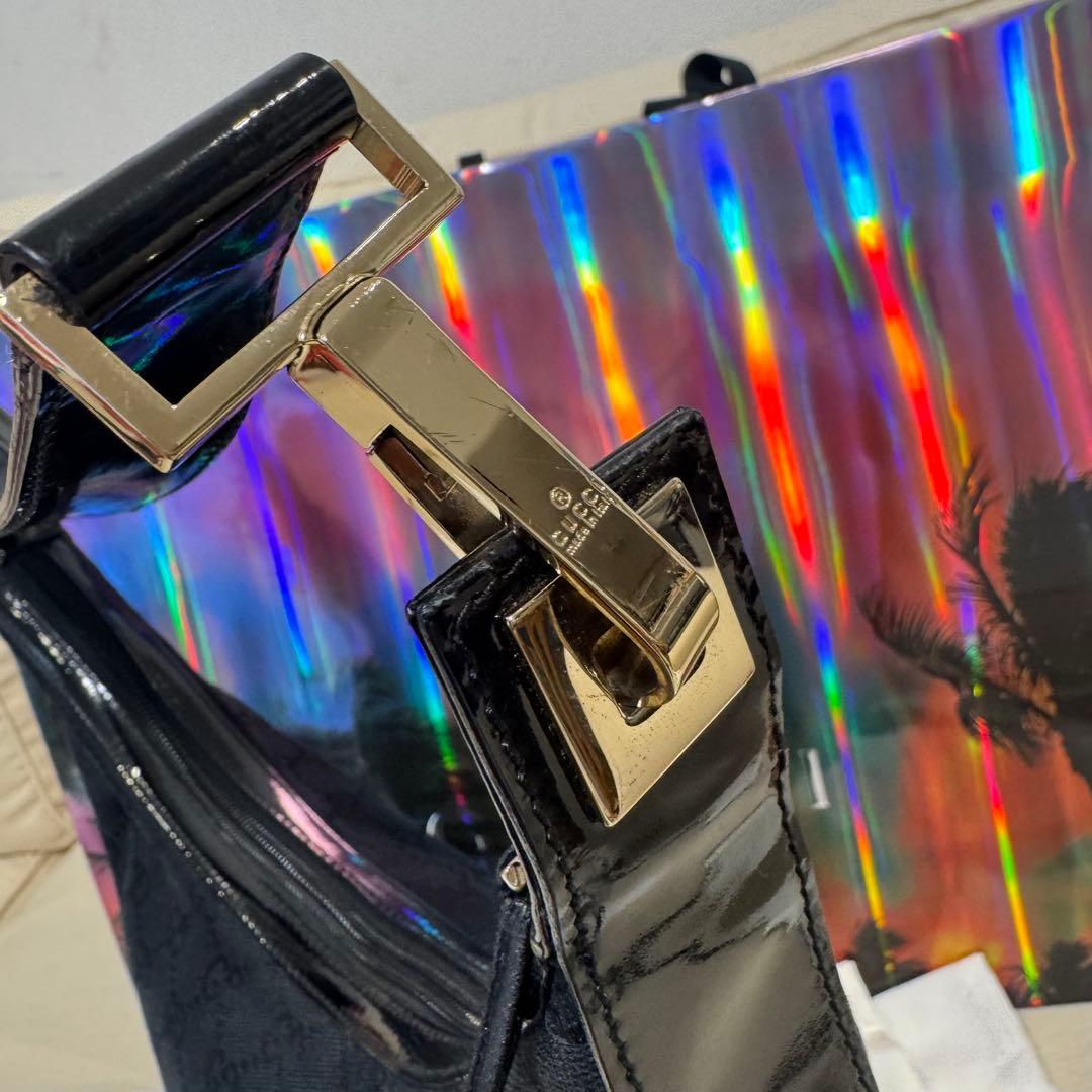 GUCCI ブラック GGパターン ハンドバッグ