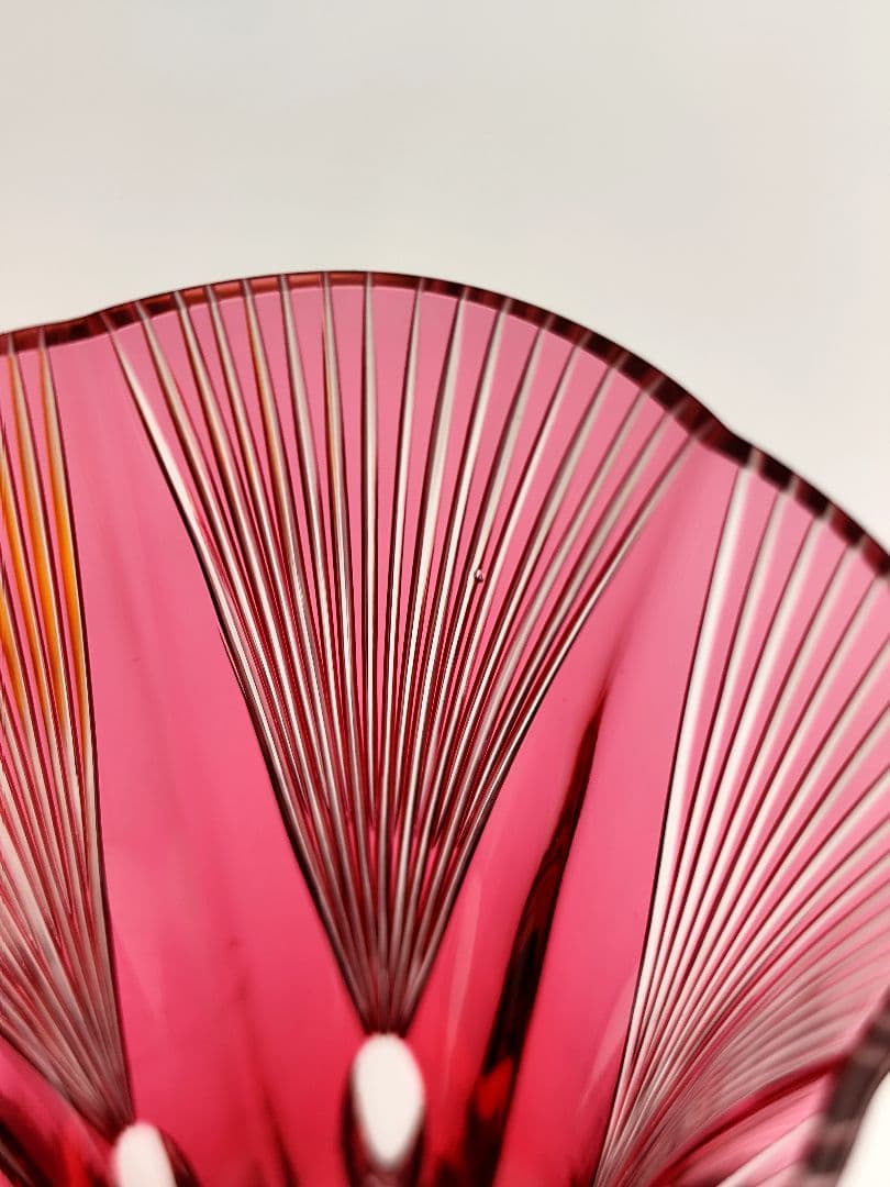 希少品★江戸切子 黒川昭男 金赤被 グラス（切子、江戸切子、薩摩切子）