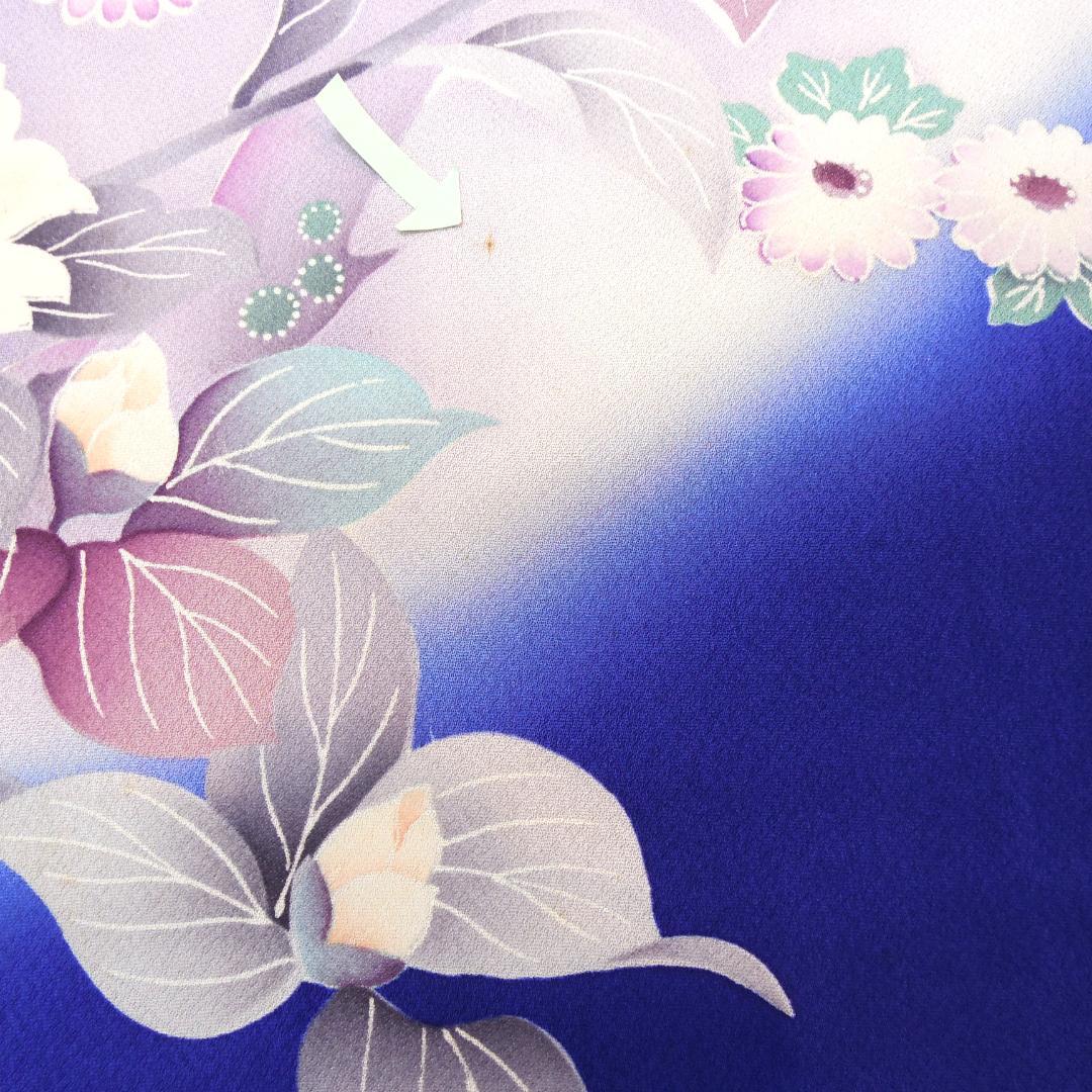 美品★振袖フルセット　正絹　成人式　振袖　7点セット　Mサイズ　水色　花柄