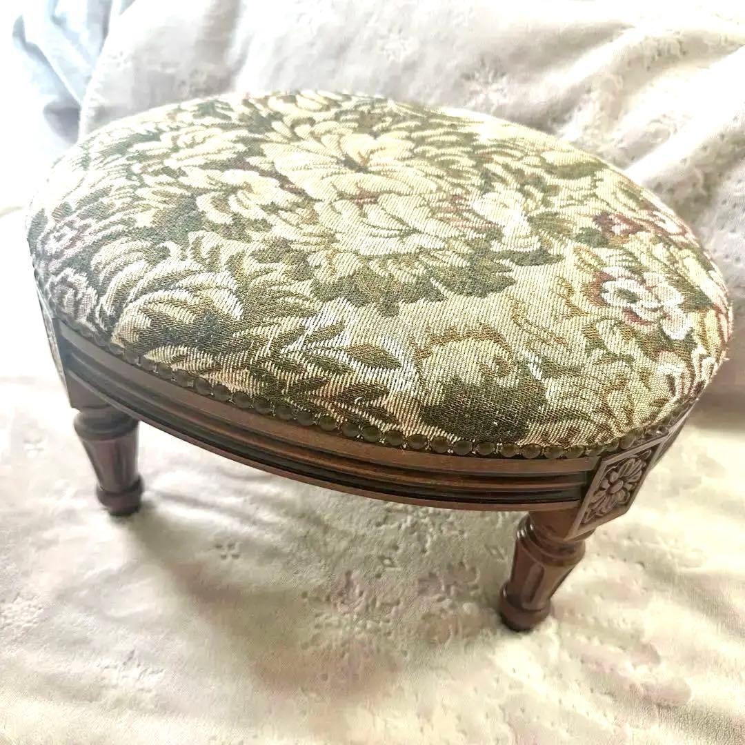 【美品】アンティーク/ゴブラン織り/ベビースツール/ローズ柄/イタリア製