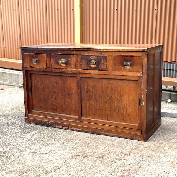 昭和レトロ　対面カウンター　両面サイドボード　キャビネット　ジャパンビンテージ