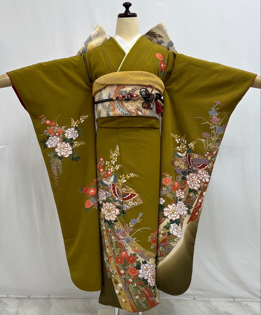 本日限り❣️大特価❣️ 振り袖　フルセット　別誂正絹長襦袢　金彩加工　刺繍　591