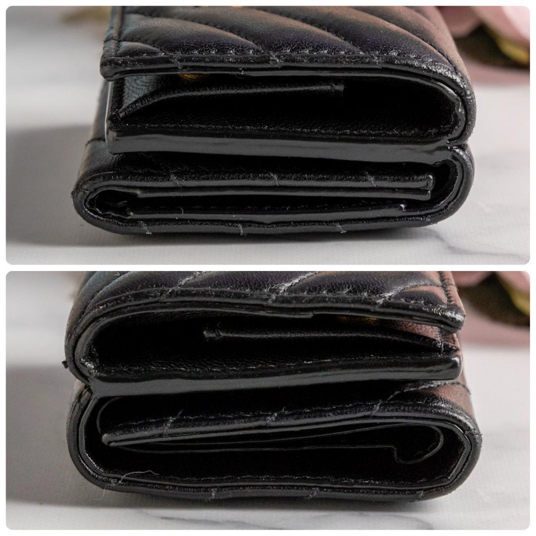 渡辺和敬 【箱付き】 綺麗✨サンローラン ラムスキン三つ折りミニ財布黒 金