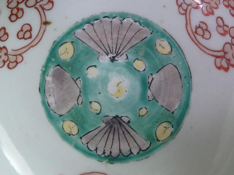 古伊万里　色絵　丸紋に貝の図　春寒鉢　膾皿　B129AS-DAz