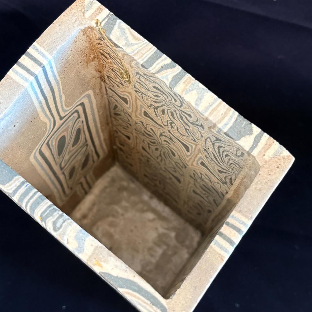 瀬戸　水野達三作　練り込み花瓶