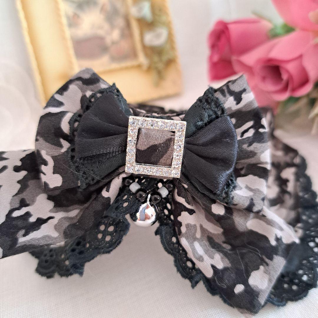 ミリタリーロリータ(迷彩)わんちゃん猫ちゃん用襟付き首輪