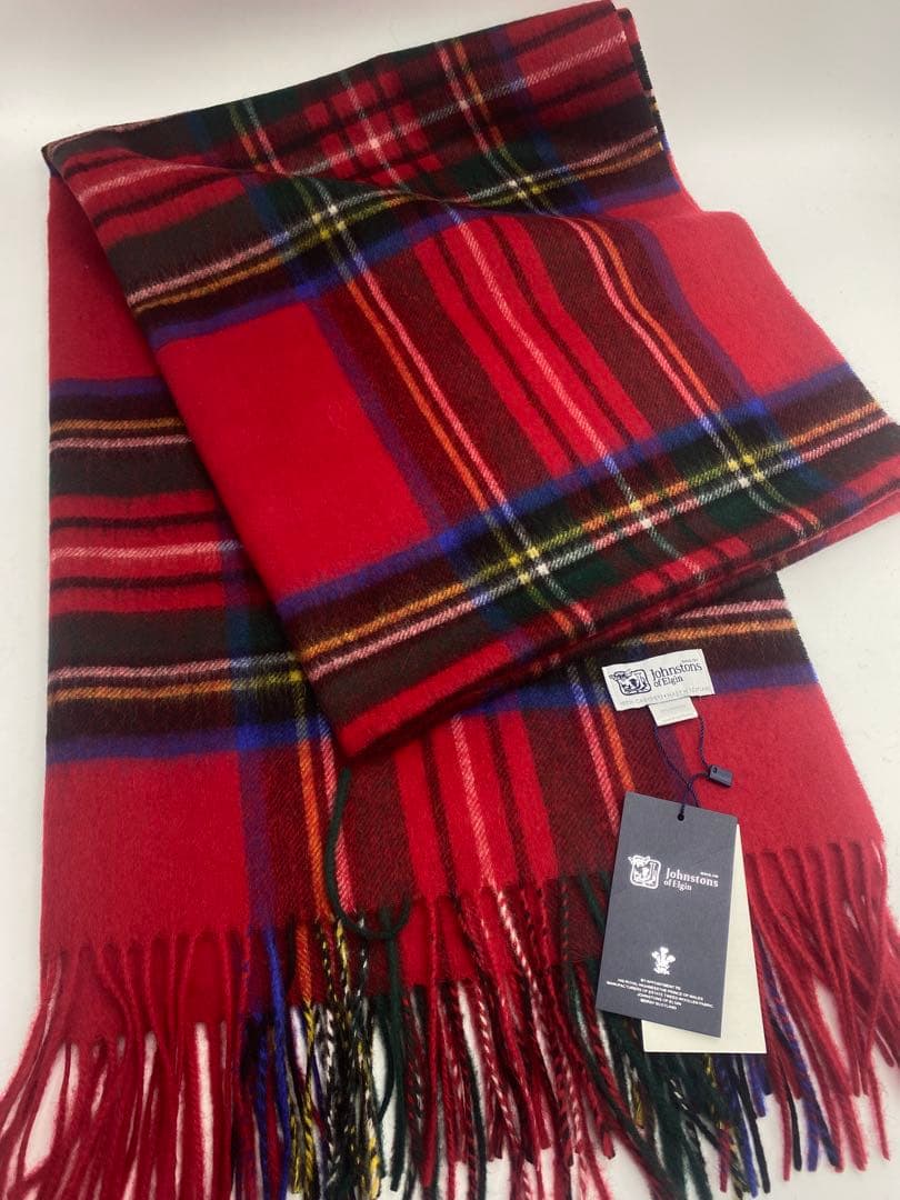 JOHNSTONS ジョンストンズ 大判チェックストール　レッドスチュワート