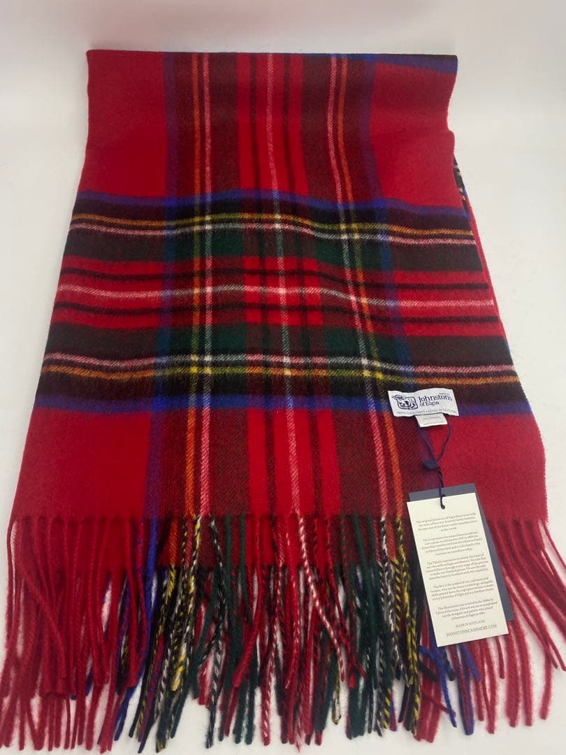 JOHNSTONS ジョンストンズ 大判チェックストール　レッドスチュワート
