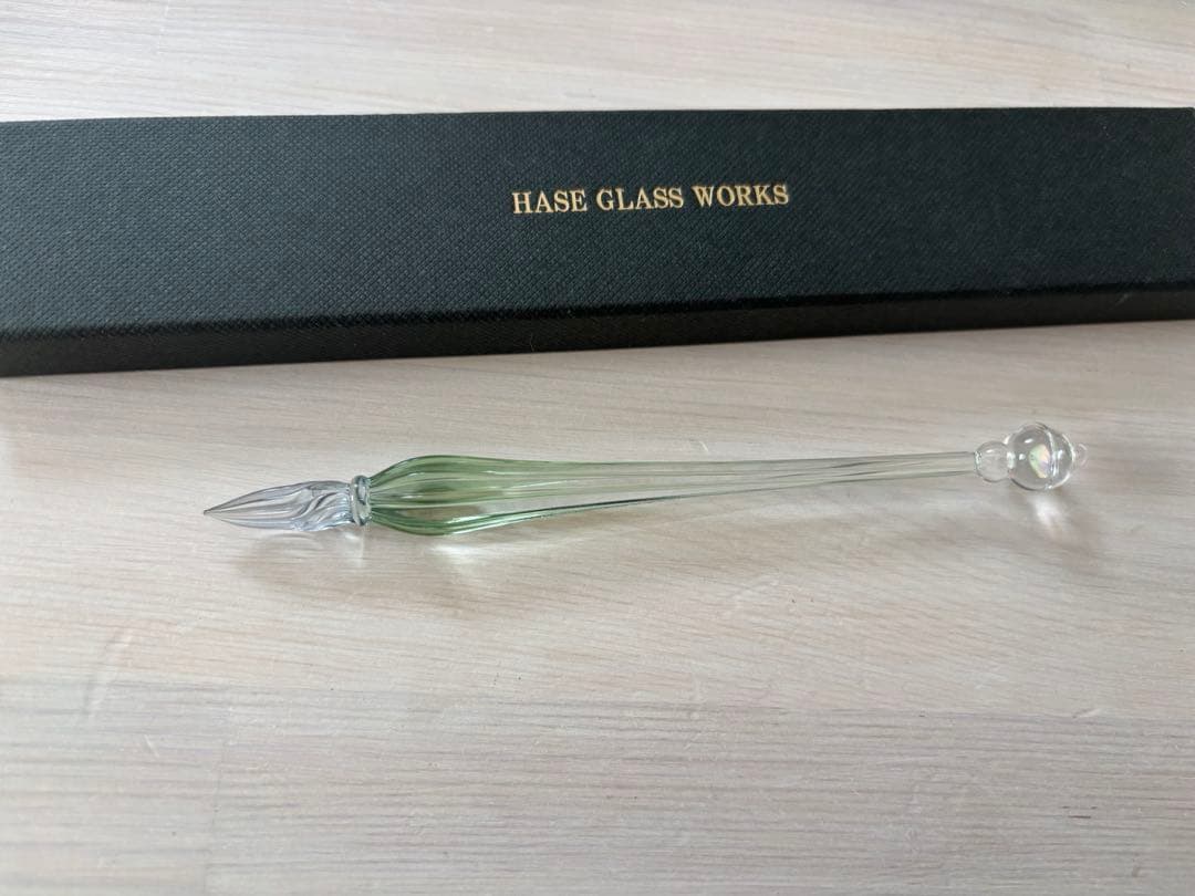 HASEガラス工房×オカモトヤ　ガラスペン　グリーン