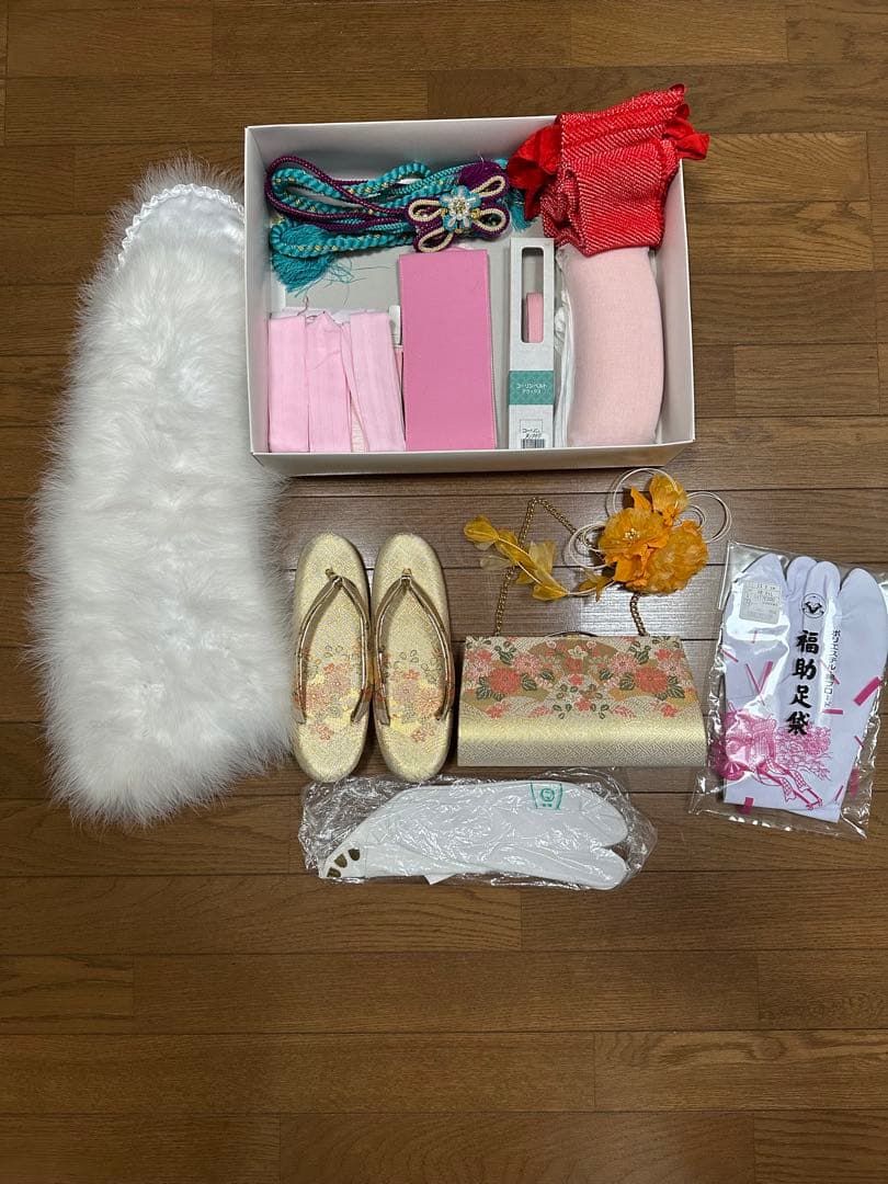 花柄の振袖フルセット(下駄・カバン付)