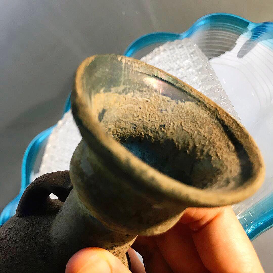 骨董　時代ガラス　発掘系ローマングラス（泪）涙壺　銀化瓶