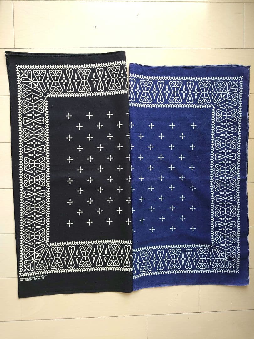 ヴィンテージ バンダナ クロス ブラック ネイビー セット