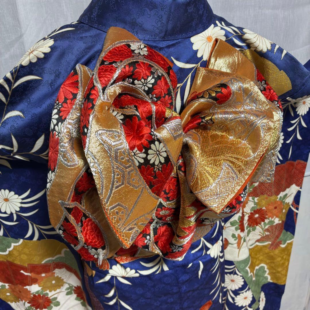 ＊きい様＊ 【振袖フルセット】アンティーク 扇花柄 金駒刺繍 7点セット