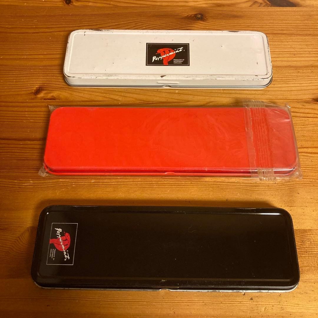 80年代当時物PEPPERMINT ペパーミント缶ペンケース3個セットロカビリー