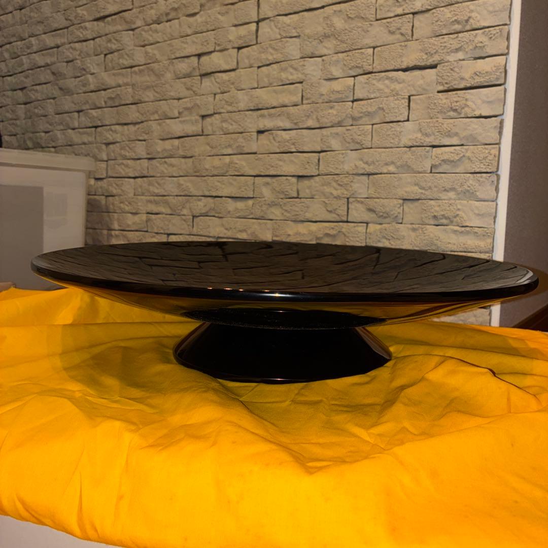 輪島塗　大皿　飾皿黒塗　台付　直径45センチ未使用